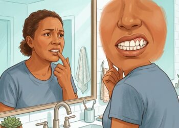 A retração da gengiva pode deixar o dente mais aparente e aumentar a sensibilidade.