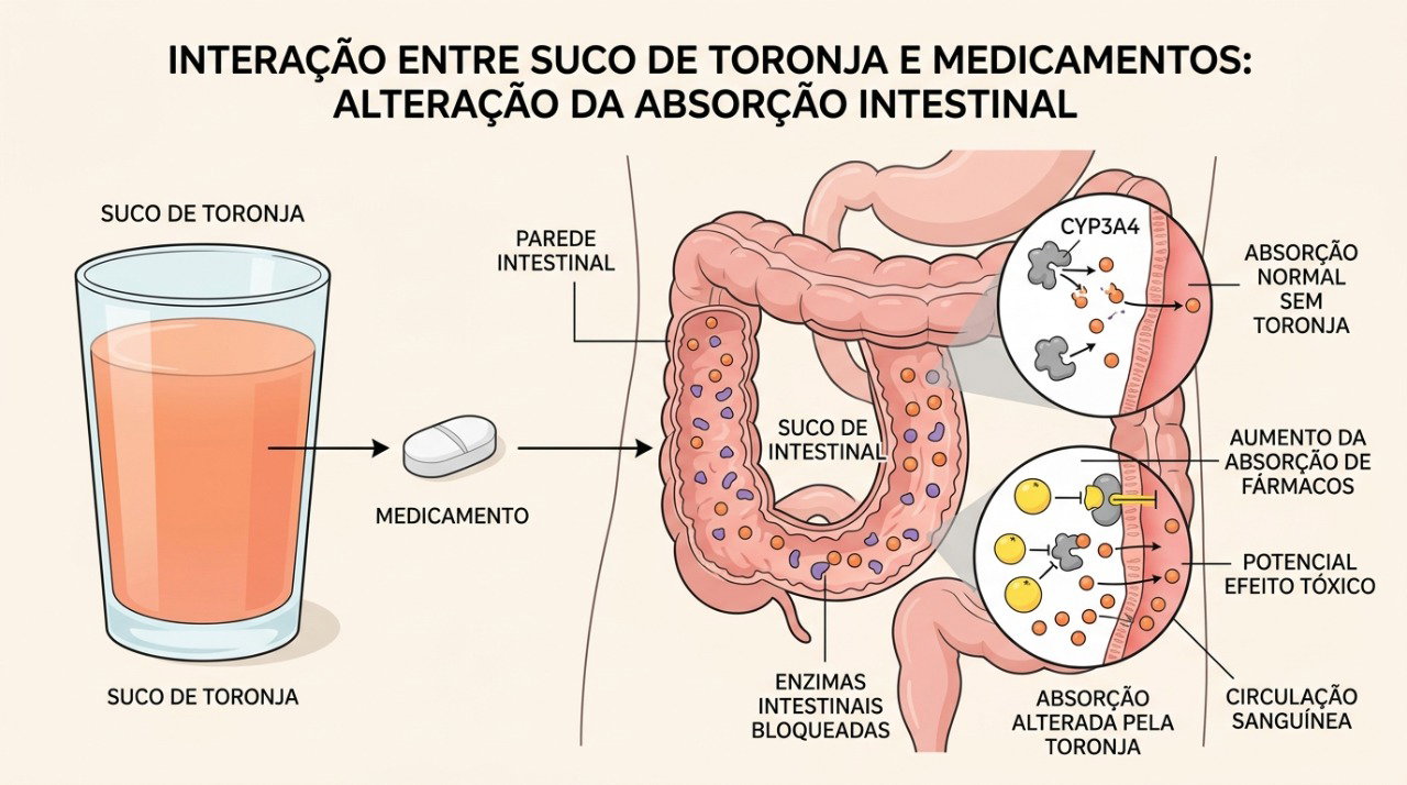 O suco de toranja pode alterar a quantidade de alguns medicamentos que chega ao sangue.
