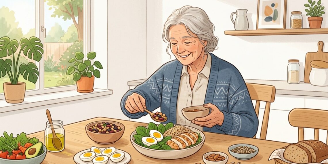 Distribuir fontes de proteína nas refeições pode ajudar a preservar a força muscular após os 60 anos.
