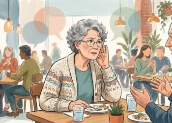 Dificuldade para entender conversas em locais barulhentos pode ser um sinal inicial de perda auditiva.