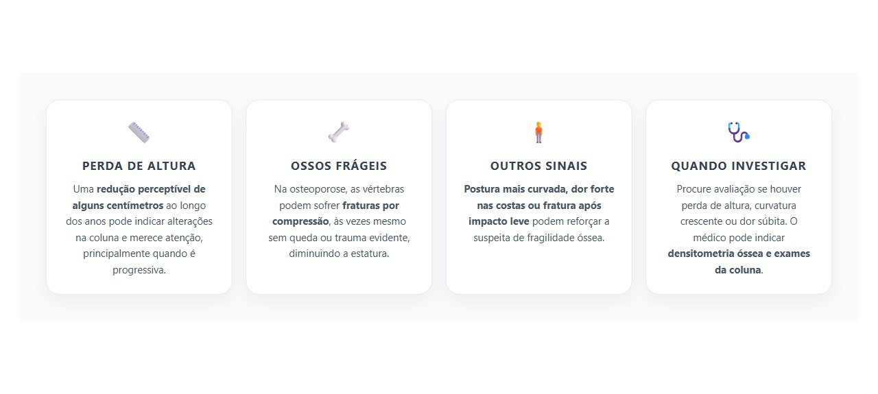 Perder Altura com o Tempo Pode Ser Sinal de Osteoporose e Fraturas na Coluna