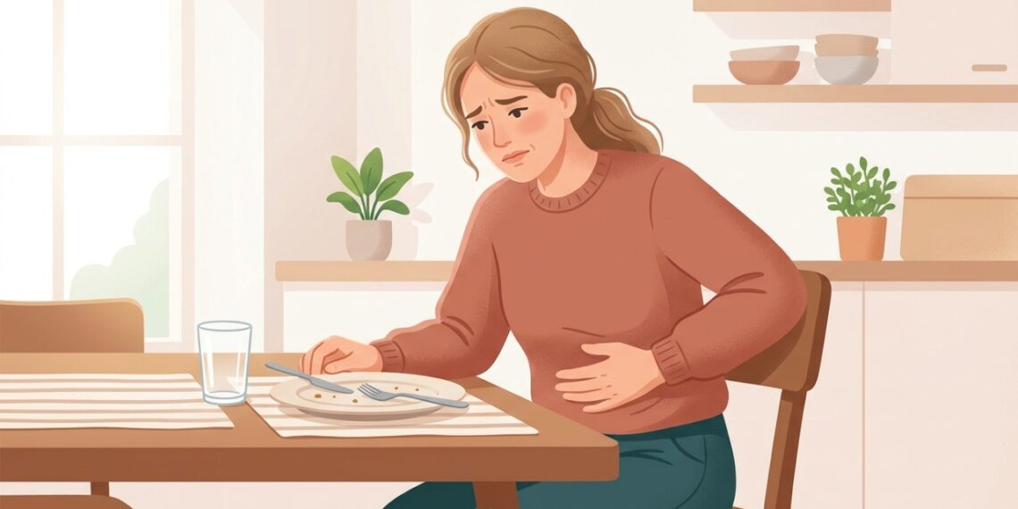 Dor no lado direito da barriga após refeições pesadas pode estar relacionada à vesícula.