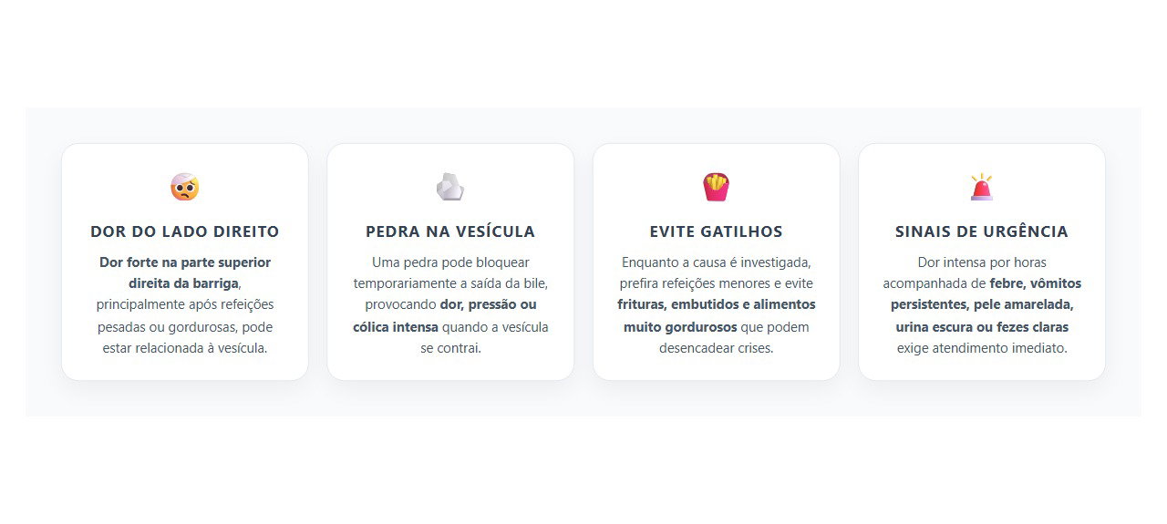 Dor do Lado Direito da Barriga Após Refeição Pesada Pode Ser Sinal de Pedra na Vesícula