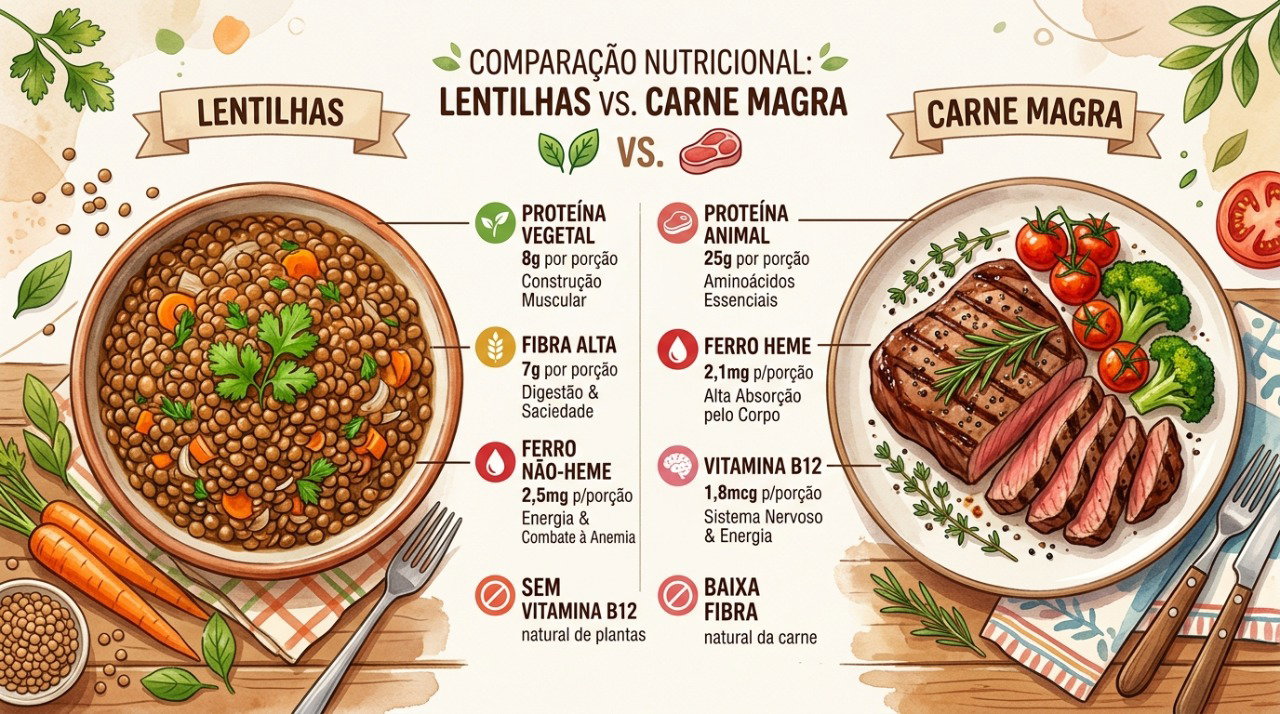 Variar proteínas vegetais e animais ajuda a compor refeições mais completas e nutritivas.