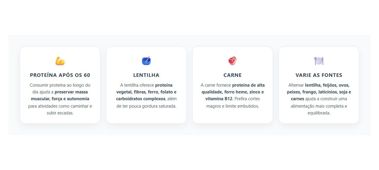Lentilha ou Carne Depois dos 60: Qual Fonte de Proteína Escolher?