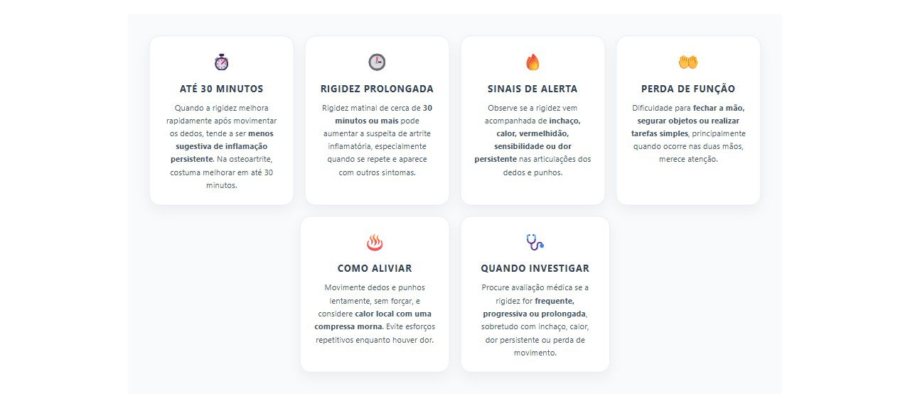 Mãos rígidas ao acordar: quando o tempo de rigidez merece atenção