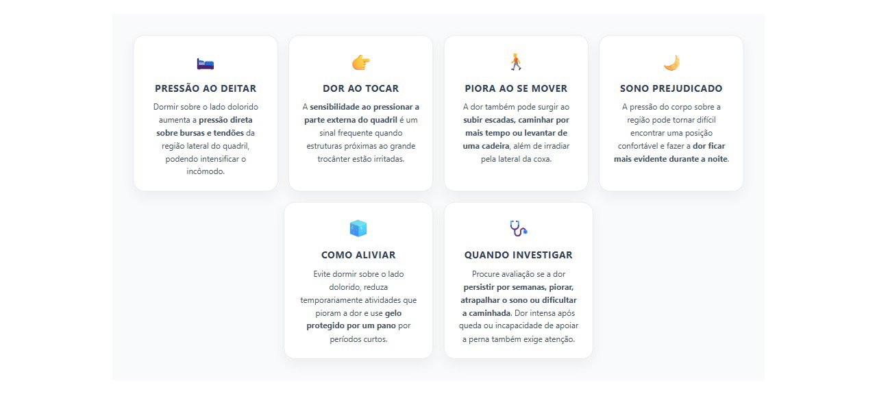 Dor na lateral do quadril ao deitar: sinais e cuidados que podem aliviar o incômodo