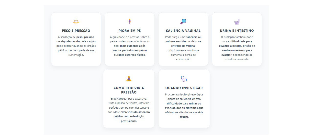 Peso ou “bola” na vagina: sinais de possível prolapso pélvico