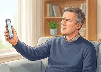 A necessidade de afastar o celular para ler pode ser um dos primeiros sinais de presbiopia.