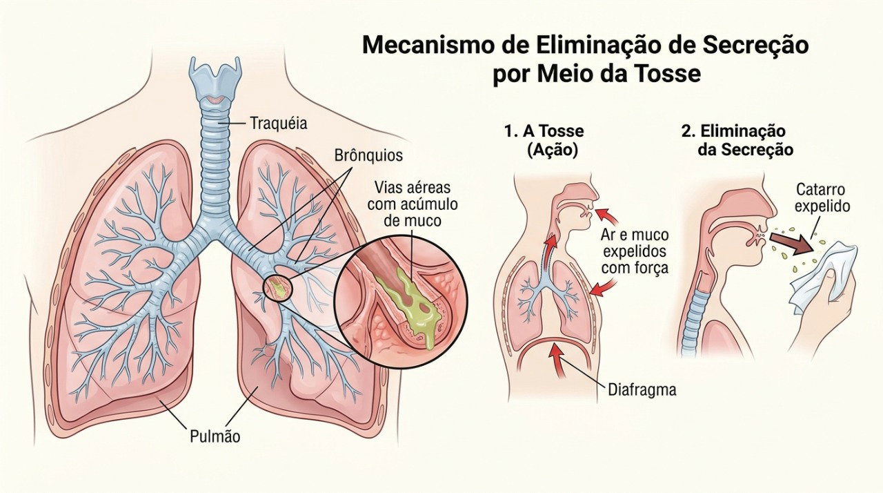 O acúmulo de muco nas vias respiratórias pode tornar a tosse com catarro mais evidente ao acordar.