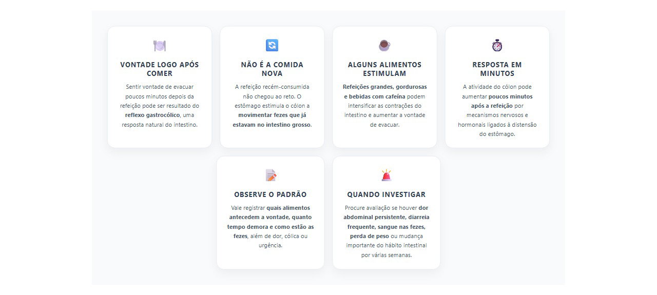 Vontade de evacuar após comer: por que isso acontece tão rápido