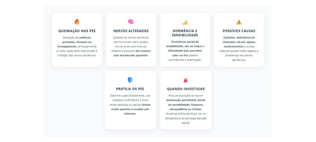 Pés queimando à noite: sinais de possível irritação ou lesão dos nervos