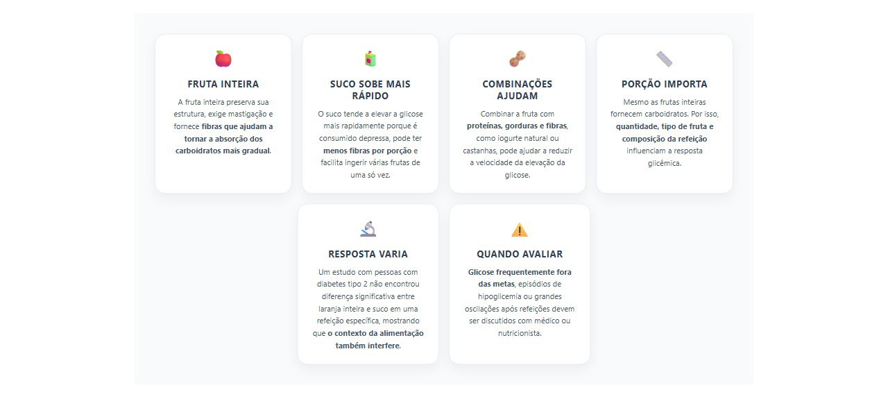 Fruta inteira ou suco no diabetes: qual aumenta a glicose mais rápido