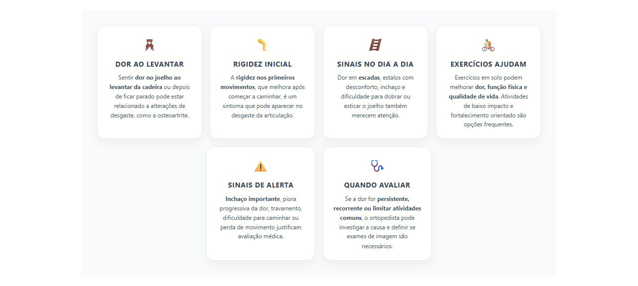 Dor no joelho ao levantar: sinais de desgaste que merecem avaliação