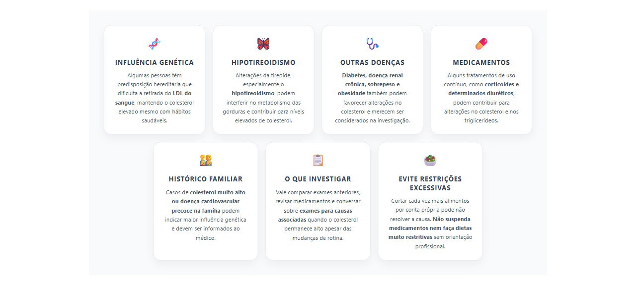 Colesterol continua alto mesmo com dieta: causas que podem estar por trás