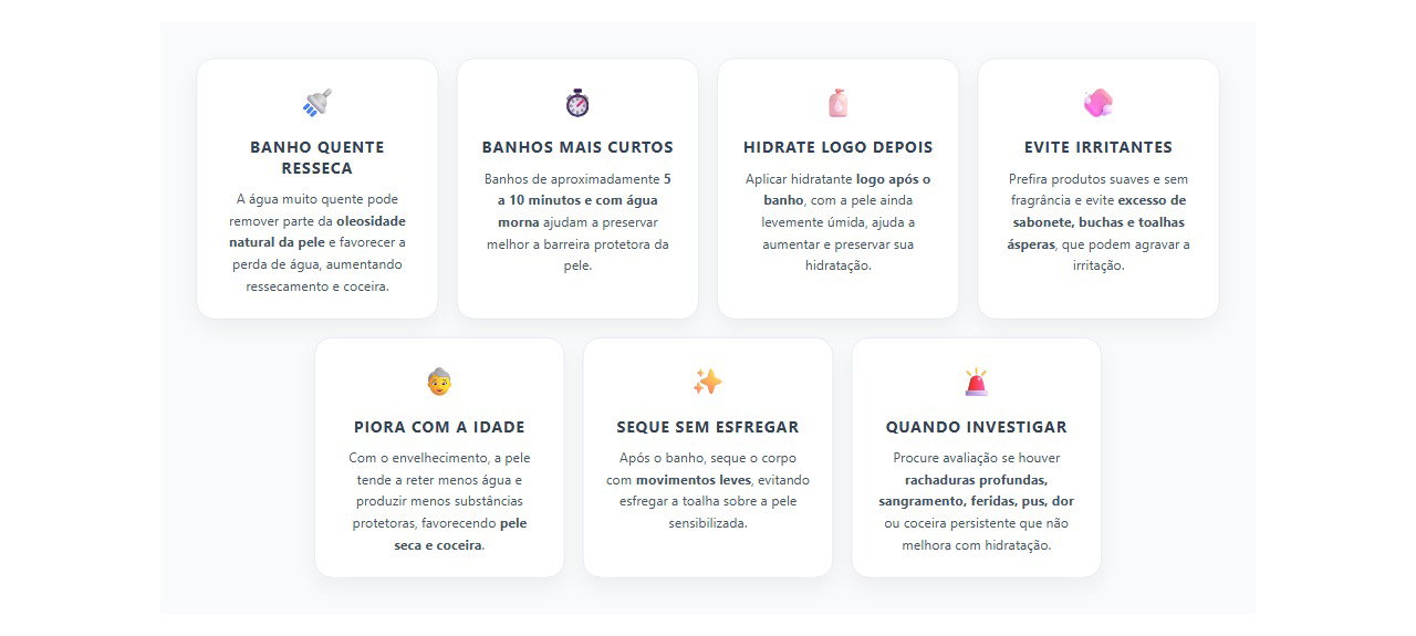 Coceira depois do banho quente: por que a pele resseca e como aliviar
