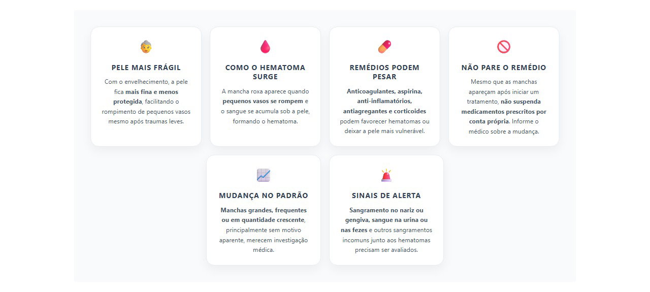 Manchas roxas sem motivo aparente: quando investigar os hematomas