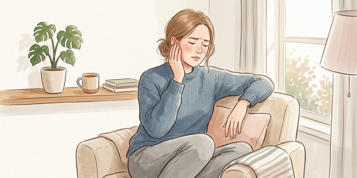 O ouvido pode permanecer tampado por alguns dias após gripe ou resfriado por alteração da tuba auditiva.