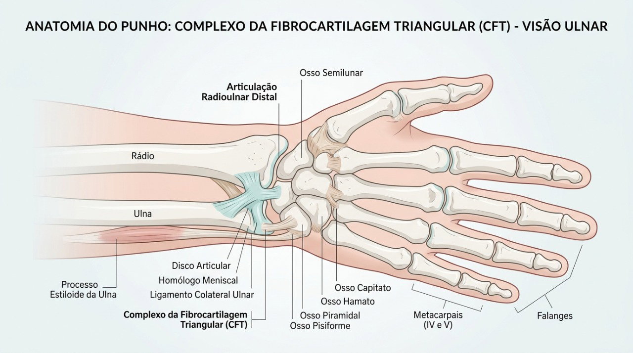 O complexo da fibrocartilagem triangular ajuda na estabilidade do lado ulnar do punho.