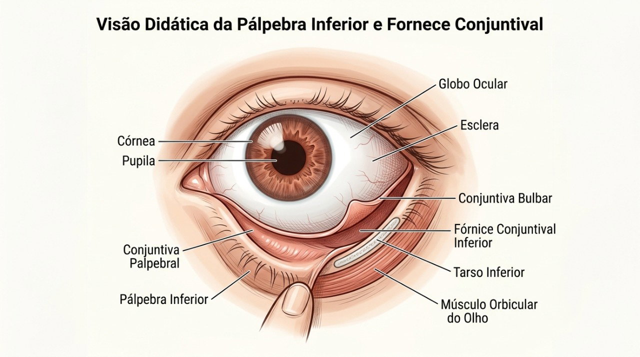 No ectrópio, a pálpebra inferior se afasta do olho e pode prejudicar sua proteção e lubrificação.