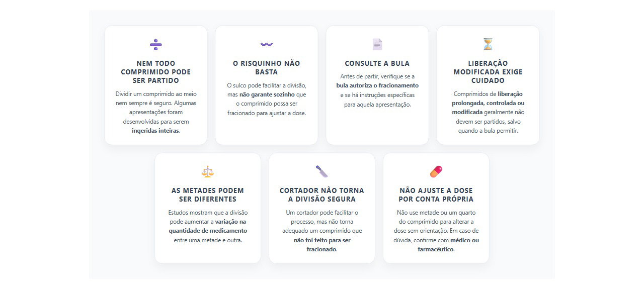 Comprimido pode ser partido? 7 cuidados antes de dividir o remédio
