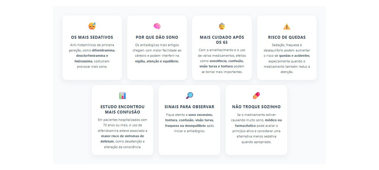 Antialérgico depois dos 65: quais tipos dão mais sono e exigem cuidado