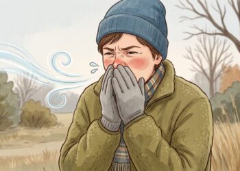 O vento frio pode desencadear coriza e congestão em pessoas com rinite não alérgica.