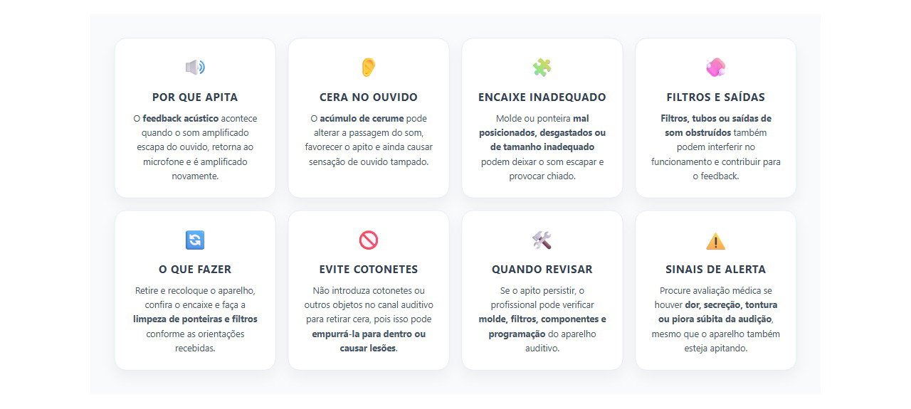 Aparelho auditivo apitando: cera, encaixe e outras causas do chiado