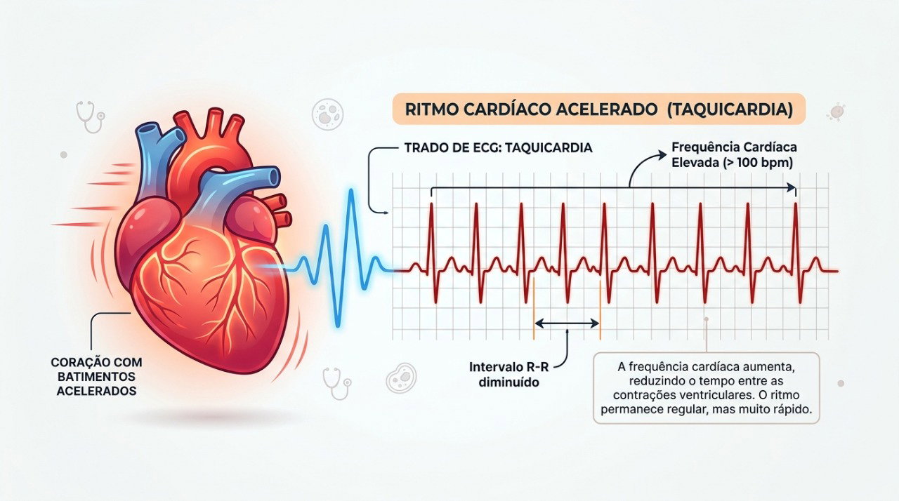 Palpitações frequentes ou prolongadas podem precisar de avaliação para investigar alterações do ritmo cardíaco.