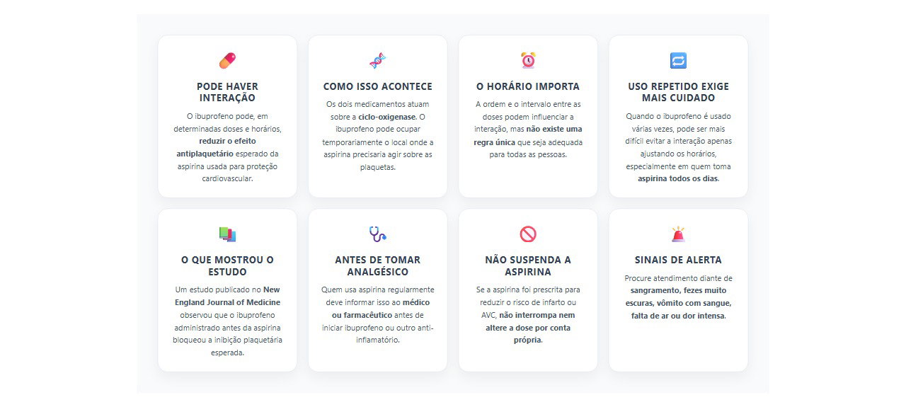 Aspirina e ibuprofeno juntos: entenda por que a combinação exige cuidado