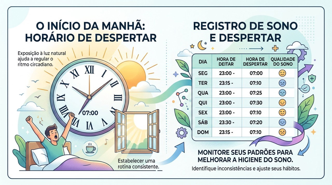 Registrar horários de sono, despertares e cochilos pode ajudar a identificar padrões de despertar precoce.