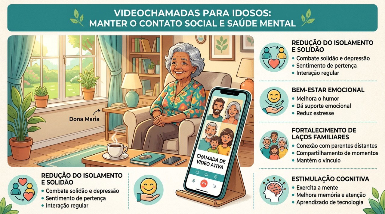 Manter contatos regulares pode ajudar a reduzir o isolamento e fortalecer vínculos sociais.