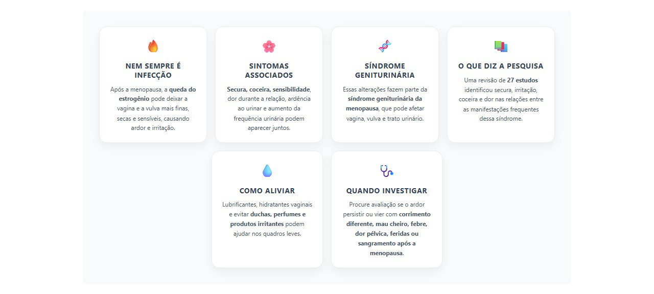 Ardor vaginal após a menopausa: sinais de que pode não ser infecção
