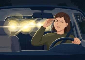 Ofuscamento e halos causados por faróis podem tornar a visão noturna mais desconfortável.