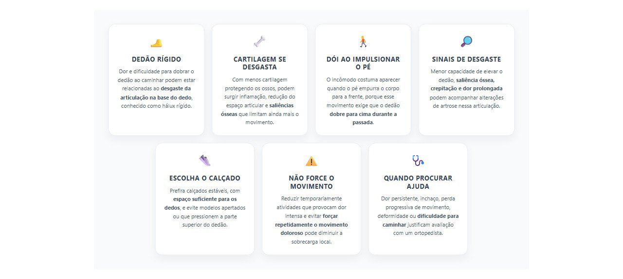 Dedão rígido e dolorido: sinais de desgaste na articulação do pé
