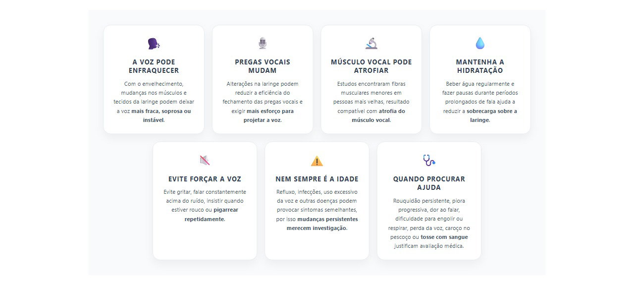 Voz fraca com a idade: por que a laringe também pode envelhecer