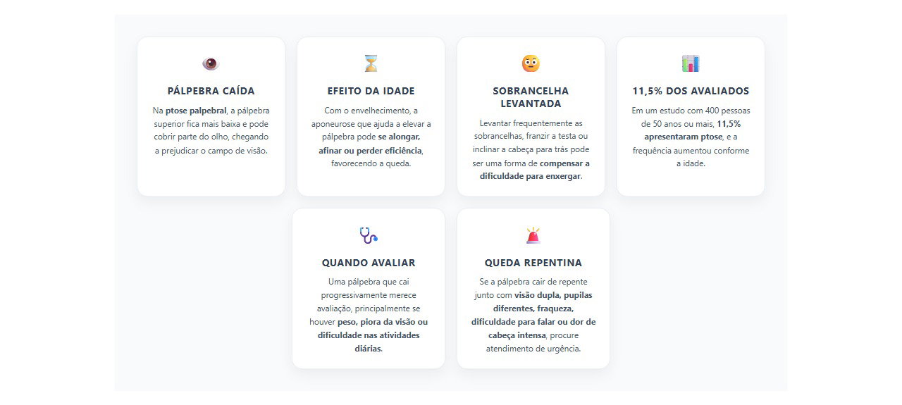 Ptose palpebral: 6 sinais de que a pálpebra caída pode estar afetando sua visão
