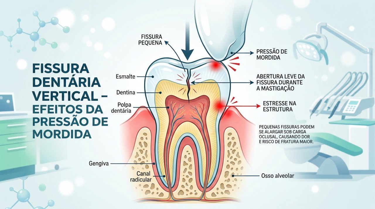 Uma pequena trinca pode se movimentar durante a mastigação e provocar dor rápida e aguda.