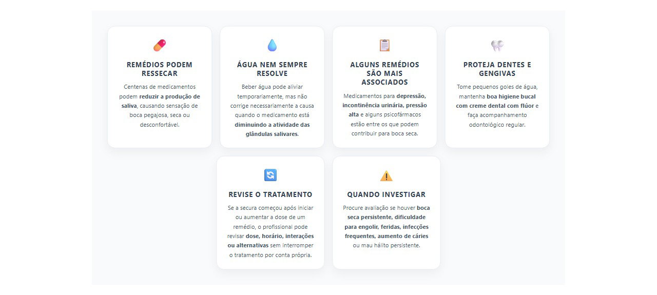 Boca seca após começar um remédio: 6 pontos para entender e aliviar o sintoma