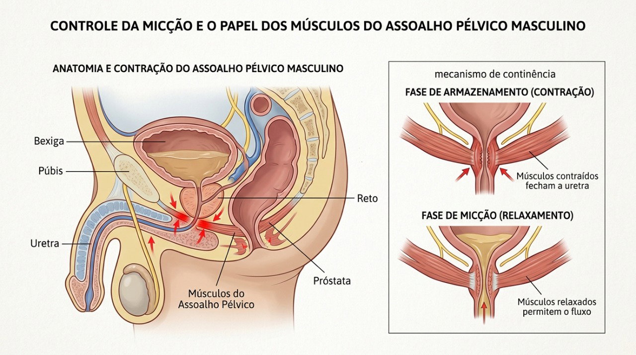O fortalecimento do assoalho pélvico pode ajudar na recuperação do controle urinário após prostatectomia.