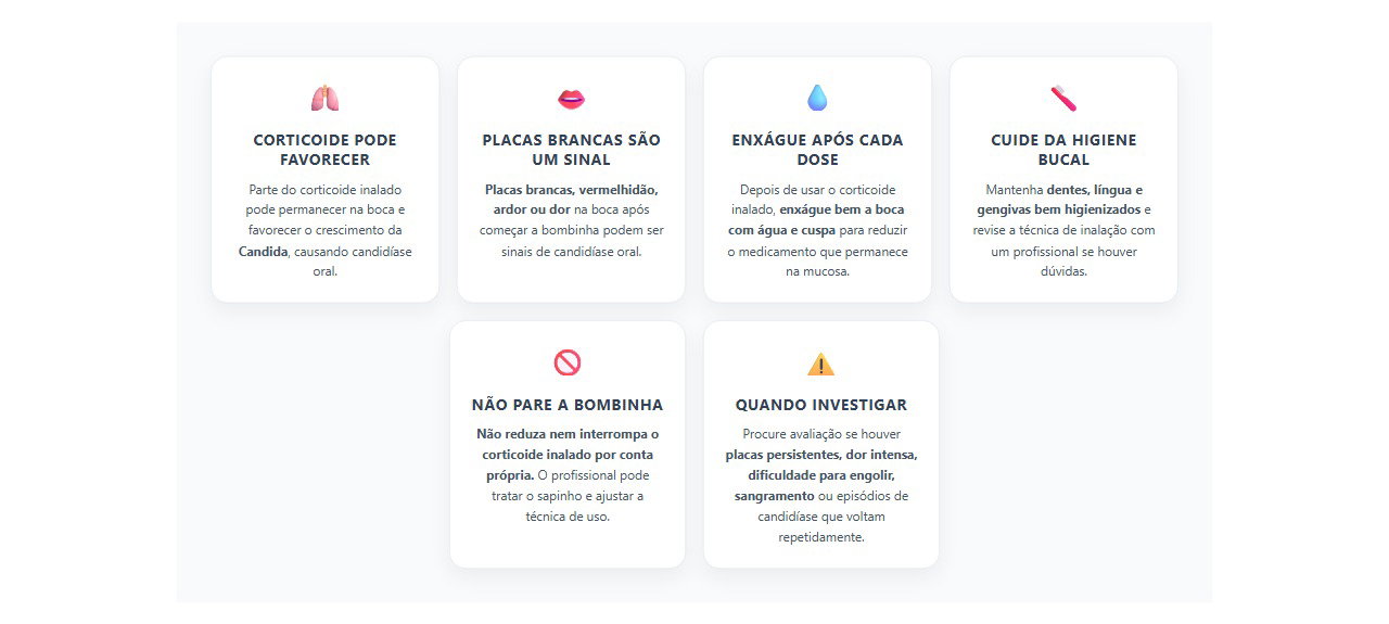 Placas brancas após usar bombinha: 6 cuidados para prevenir candidíase oral