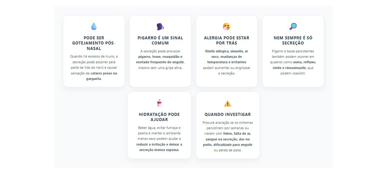 Coriza e pigarro persistentes: 6 sinais de possível gotejamento pós-nasal