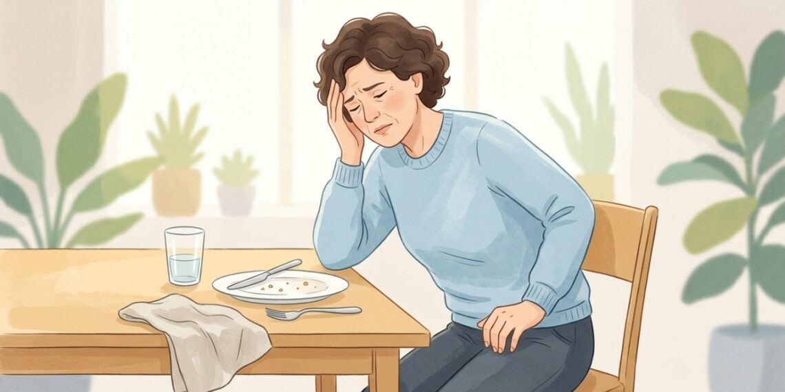 Tontura depois do almoço pode acontecer quando a pressão arterial cai após a refeição.