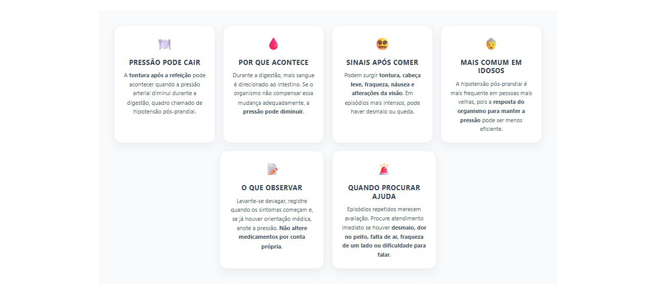 Tontura depois do almoço: sinais de queda da pressão após a refeição