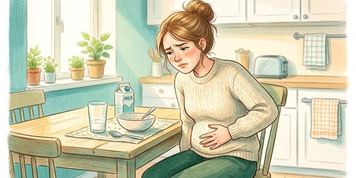 Barriga estufada, gases e diarreia após consumir leite podem indicar intolerância à lactose.