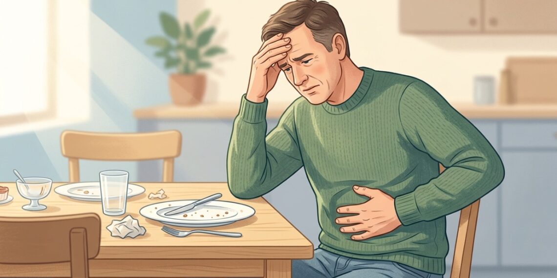 Dor no lado direito da barriga após refeições pesadas pode estar relacionada à vesícula.