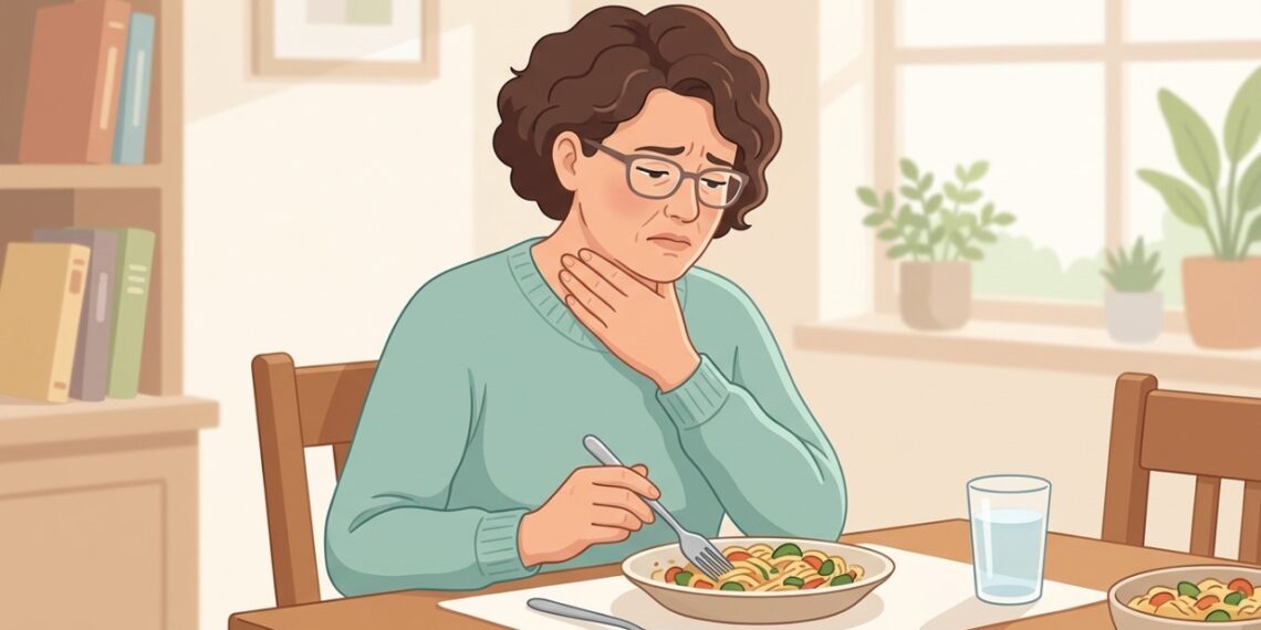 Sensação recorrente de comida presa ao engolir pode indicar disfagia e merece investigação.