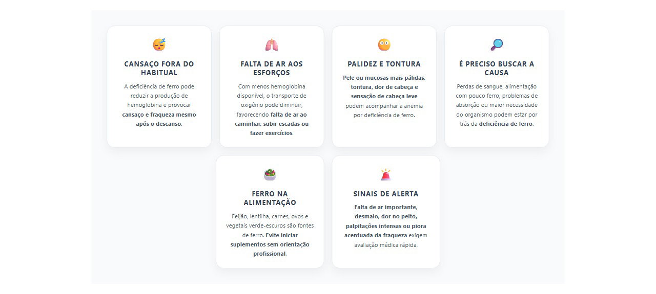 Cansaço, falta de ar e palidez: sinais que podem indicar deficiência de ferro