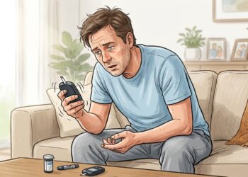 Suor frio, tremor e fraqueza podem ser sinais de hipoglicemia em quem usa medicamentos para diabetes.