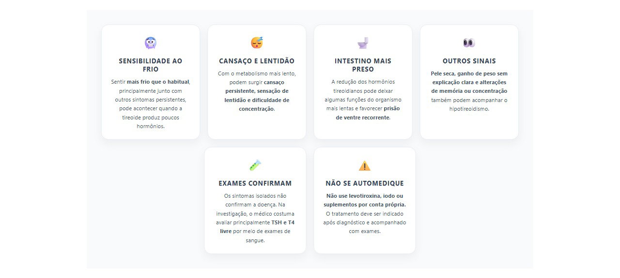 Frio, cansaço e intestino preso: sinais que podem indicar hipotireoidismo